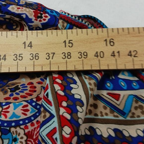 CATO Woman's Medium Lined Midi V- Neck Long Sleeve Multicolor Pattern. Blue/ Red - Picture 7 of 13